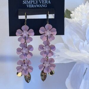 Simply Vera Vera Wang Pink and Gold Floral Dangle Earrings